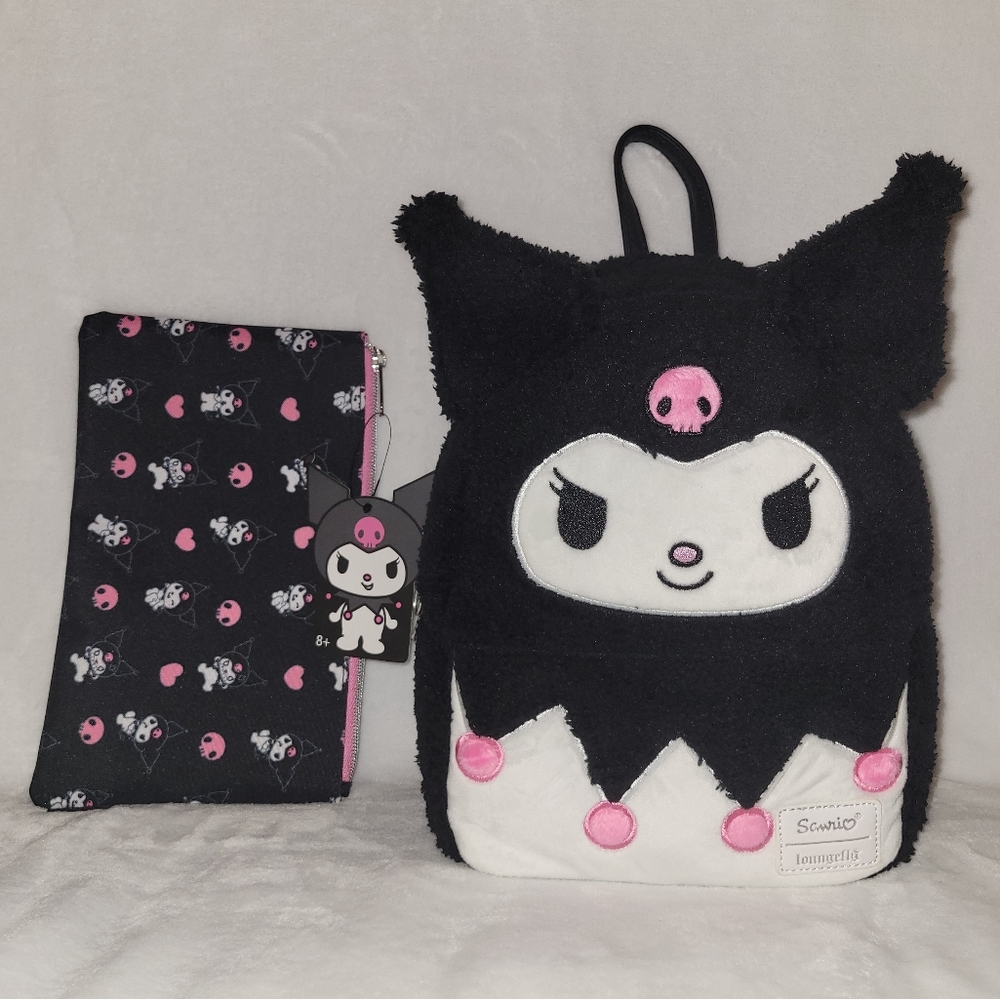 Loungefly Kuromi Mini Backpack and Kuromi Poses Makeup Bag